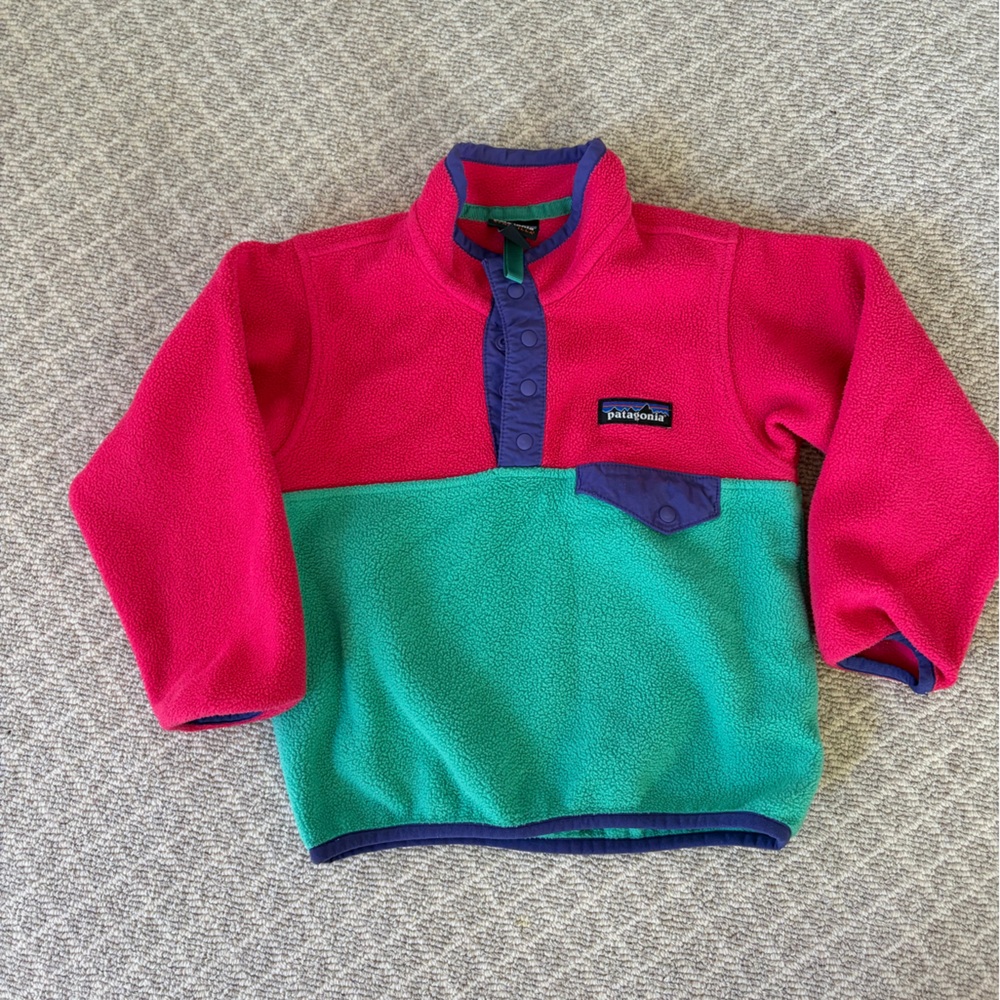 Patagonia Kids Fleece Pullover - Pink and Green